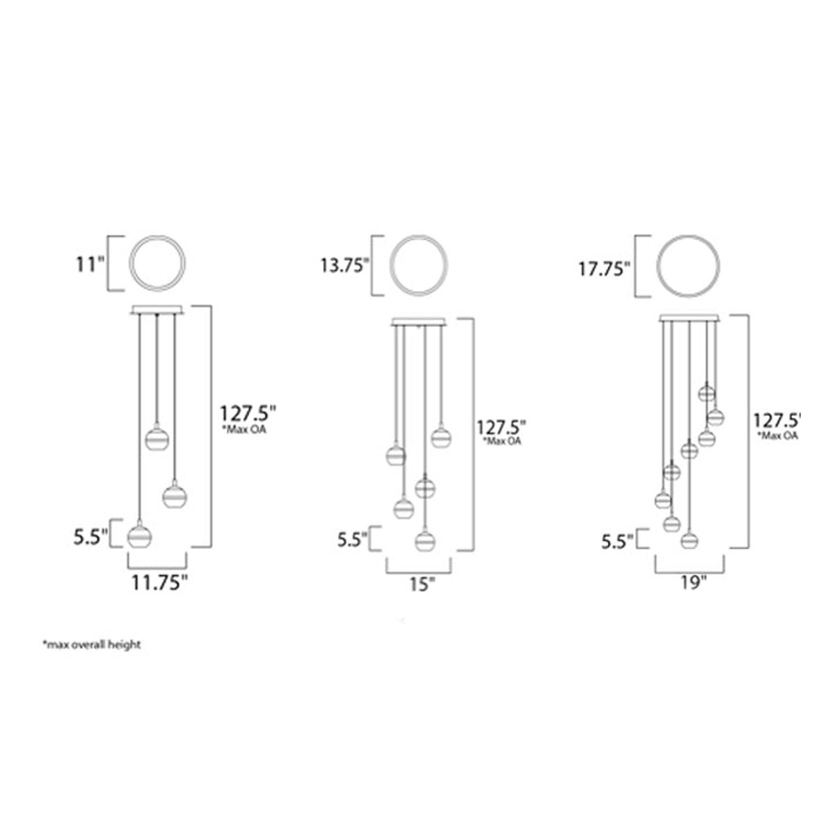 Swank LED Multi-Light Pendant - Diagram