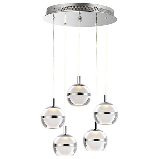Swank LED 5-Light Pendant - Polished Chrome