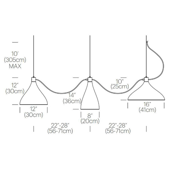 Swell String 3 Mixed Modular Suspension Light - Diagram