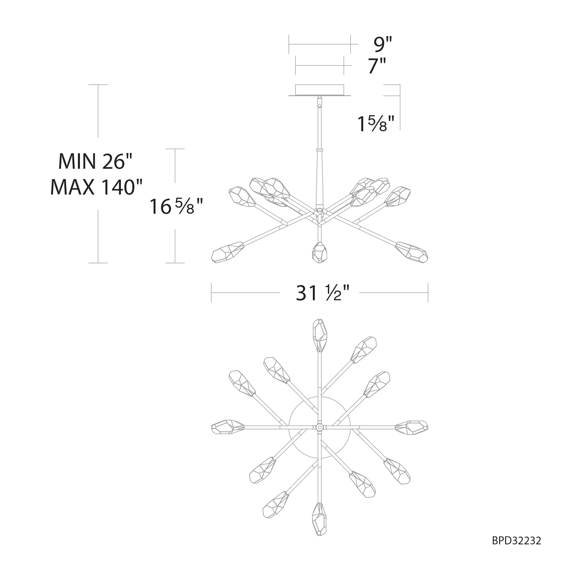 Synapse LED Chandelier - Diagram