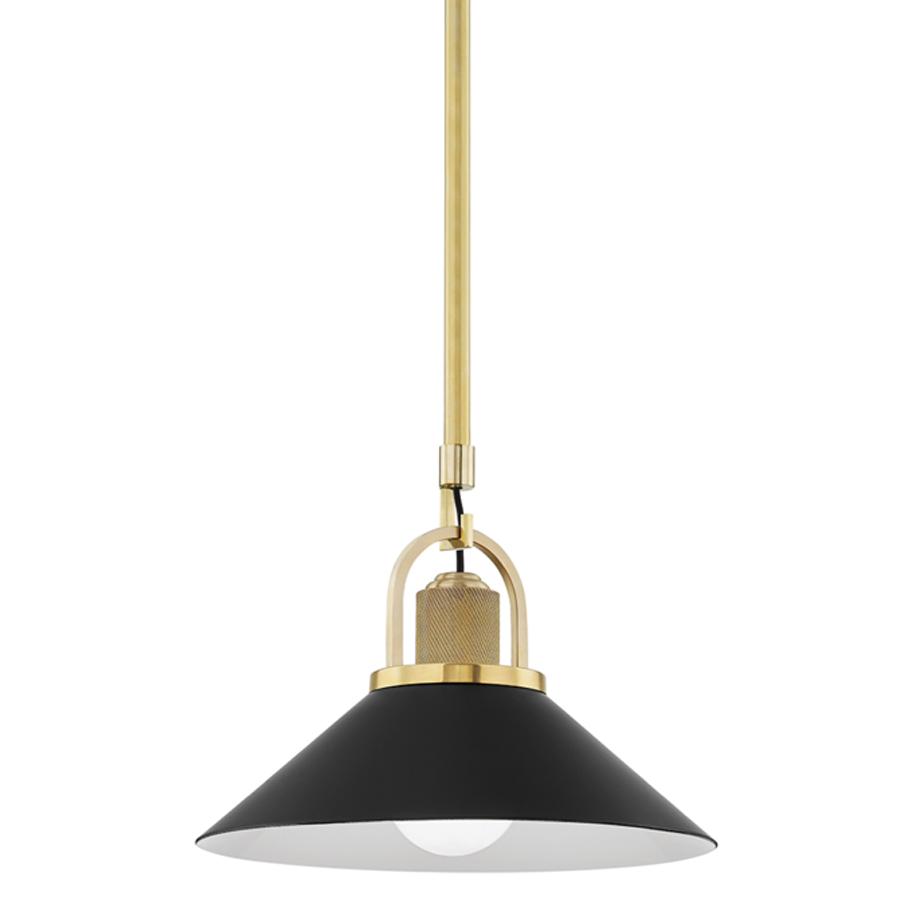 Syosset 12" Pendant - Aged Brass/Black Finish