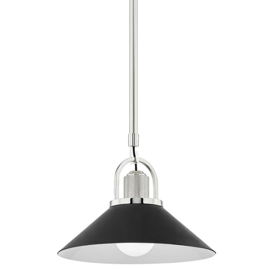 Syosset 12" Pendant - Polished Nickel/Black Finish