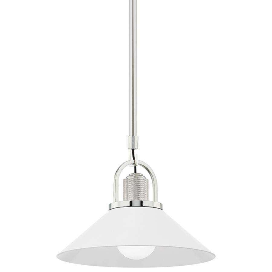 Syosset 12" Pendant - Polished Nickel/White Finish