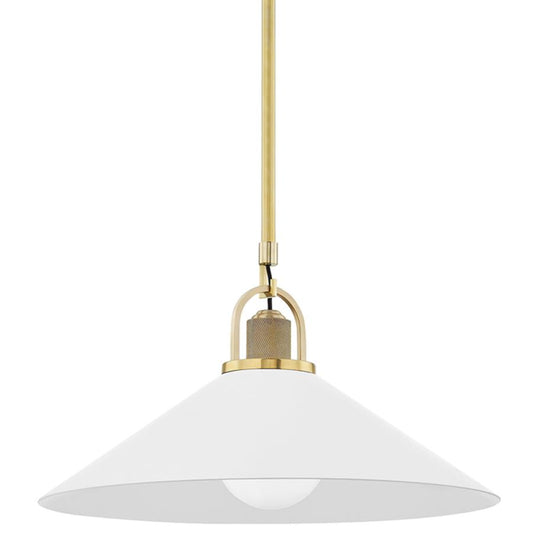 Syosset 20" Pendant - Aged Brass/White Finish