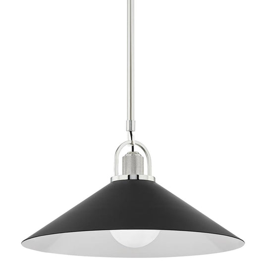 Syosset 20" Pendant - Polished Nickel/Black Finish