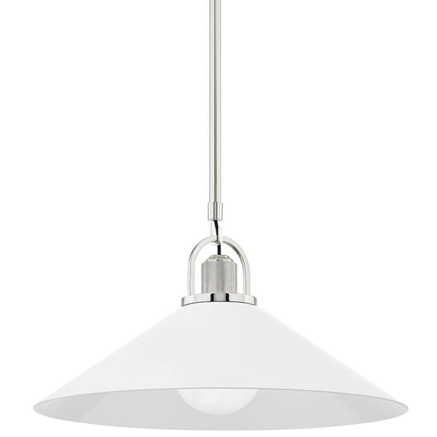 Syosset 20" Pendant - Polished Nickel/White Finish