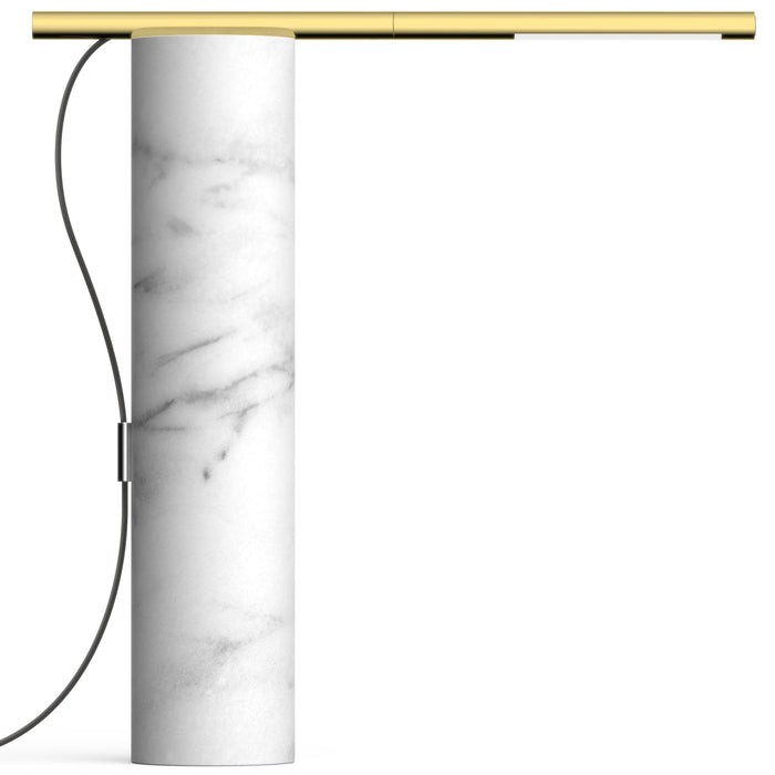 T.O LED Table Lamp - White Marble/Brass Finish