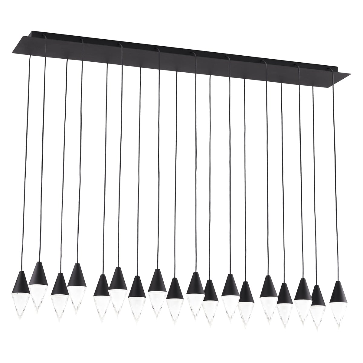 Turret 18-Light Linear Chandelier - Nightshade Black Finish