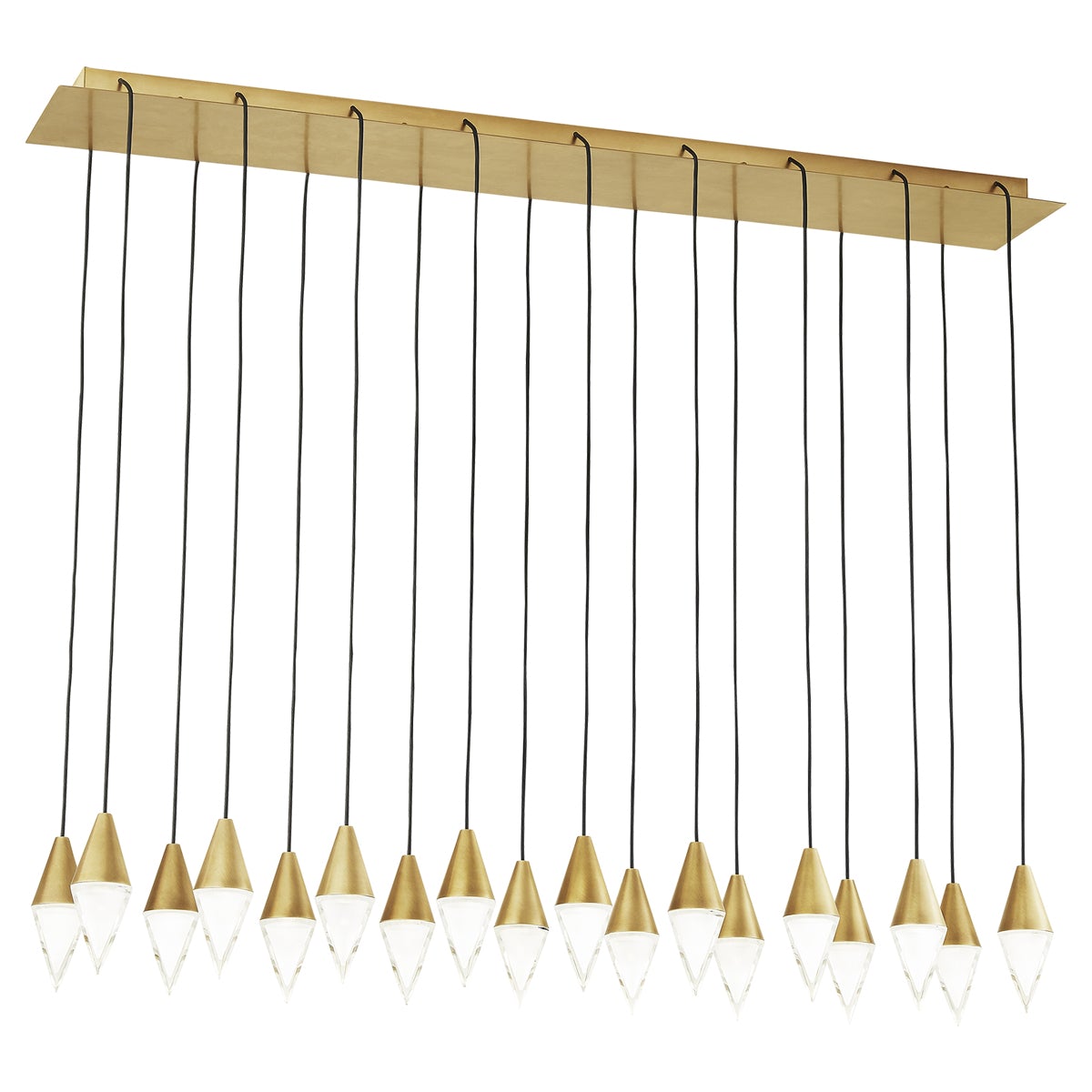 Turret 18-Light Linear Chandelier - Natural Brass Finish