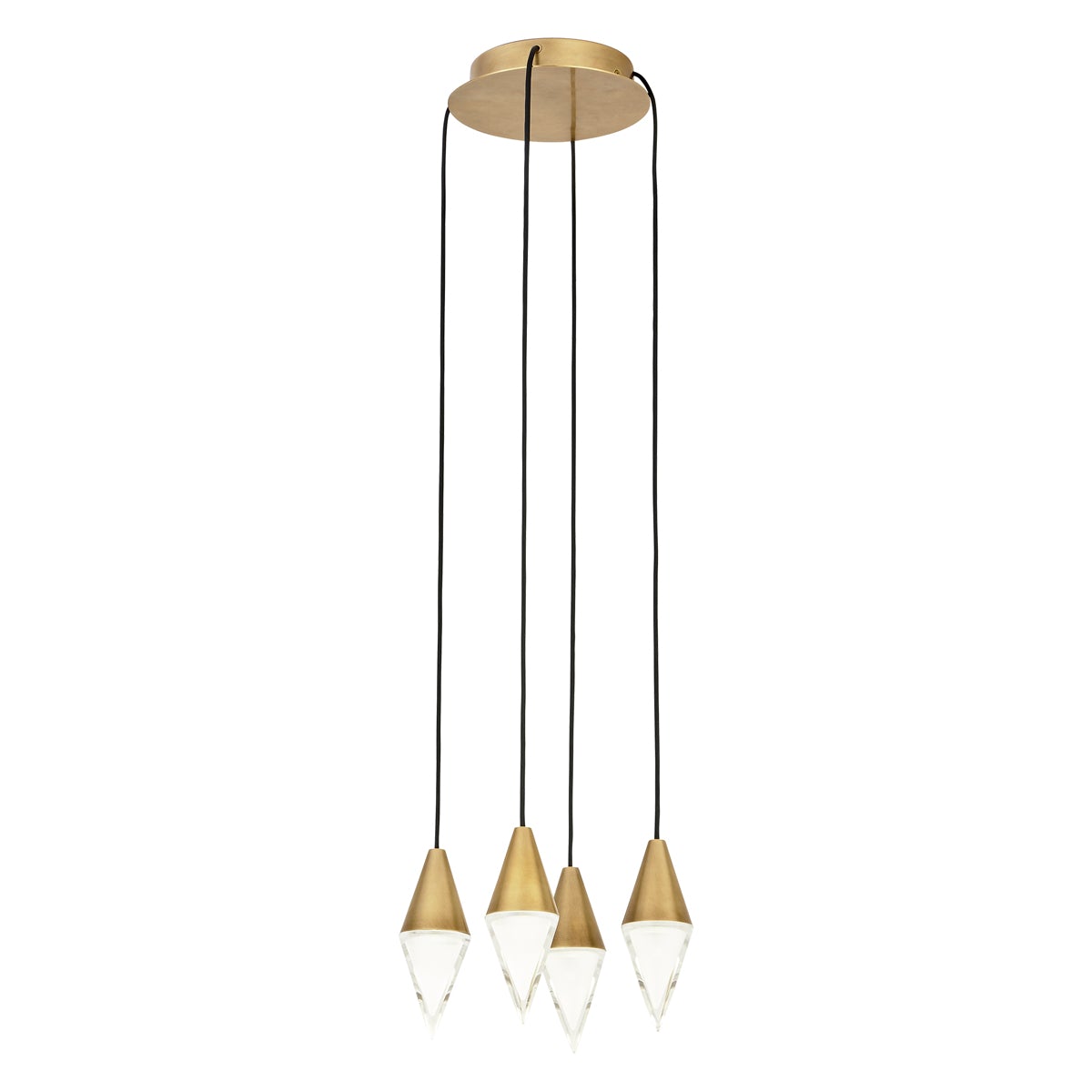 Turret 4-Light Chandelier - Natural Brass Finish