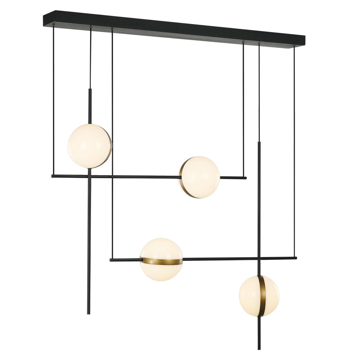 Tagliato LED 4 Light Linear Suspension - Black/Satin Gold Finish