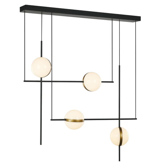 Tagliato LED 4 Light Linear Suspension - Black/Satin Gold Finish