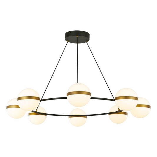 Tagliato 8-Light LED Chandelier - Matte Black/Satin Gold Finish