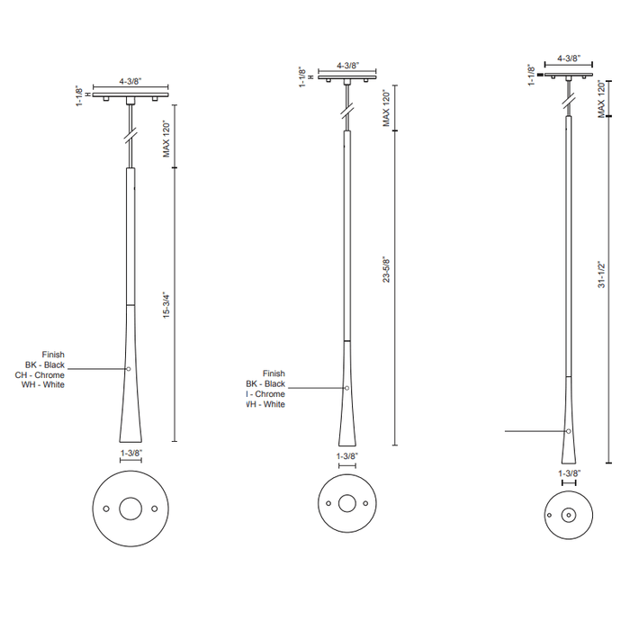 Taper LED Mini Pendant - Diagram
