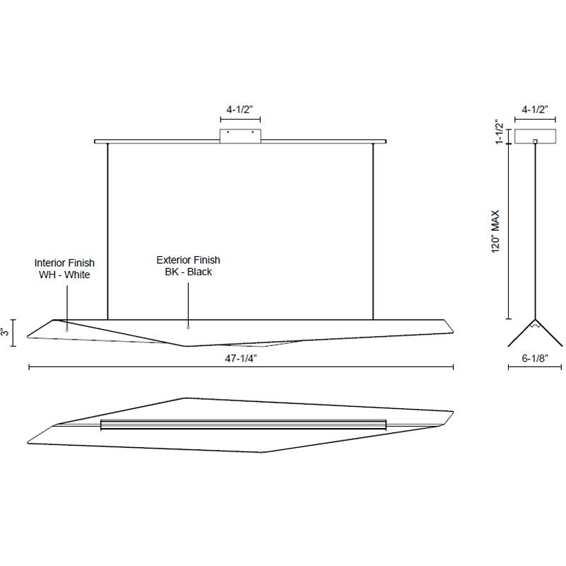 Taro LED Linear Suspension - Diagram