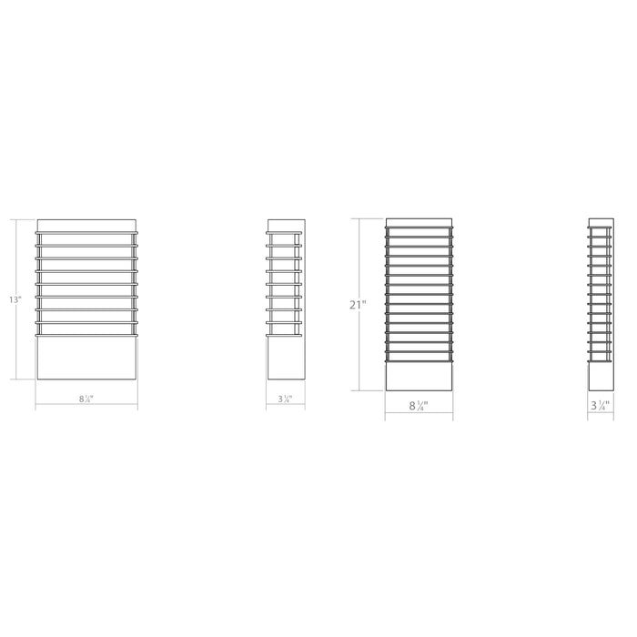 Tawa Wide LED Outdoor Wall Sconce - Diagram