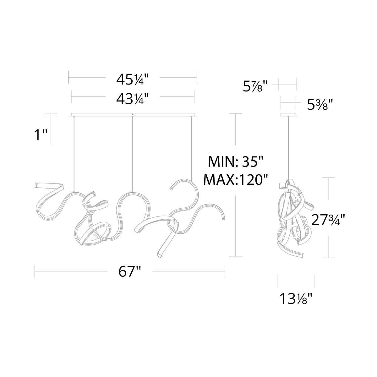 Tempest LED Linear Pendant - Diagram