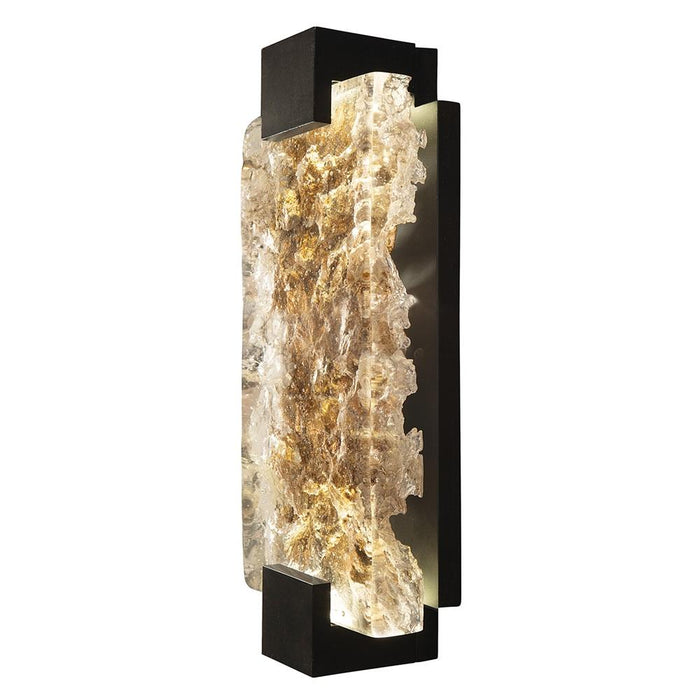 Terra 15.75" Outdoor/Indoor Wall Sconce - Hand Rubbed Black Iron with Highlighted Antique Gold Leaf Glass