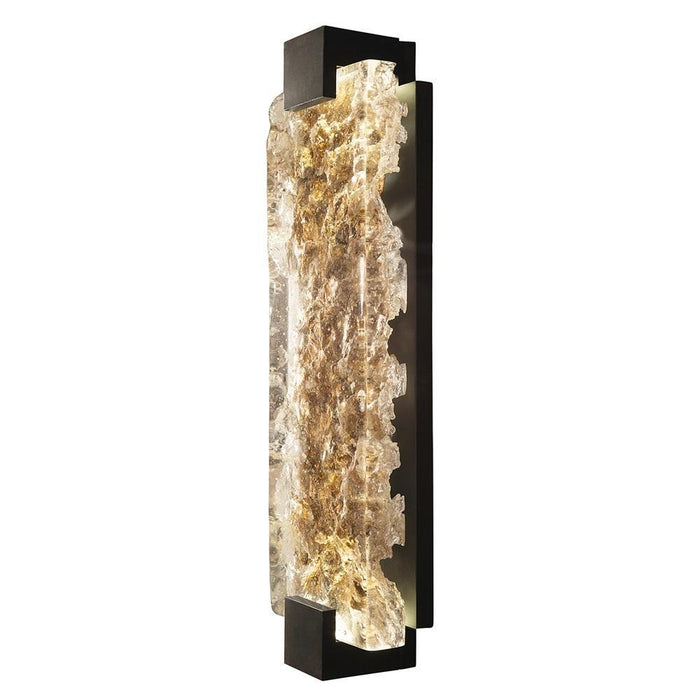 Terra 21.75" Outdoor/Indoor Wall Sconce - Hand Rubbed Black Iron with Highlighted Antique Gold Leaf Glass