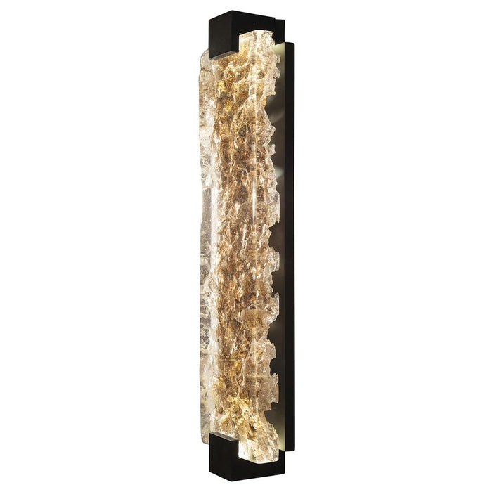 Terra 27.75" Outdoor/Indoor Wall Sconce - Hand Rubbed Black Iron with Highlighted Antique Gold Leaf Glass
