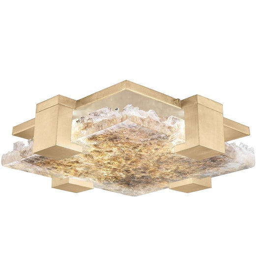Terra Semi Flush Mount - Gold Leaf with Highlighted Antique Gold Leaf Glass