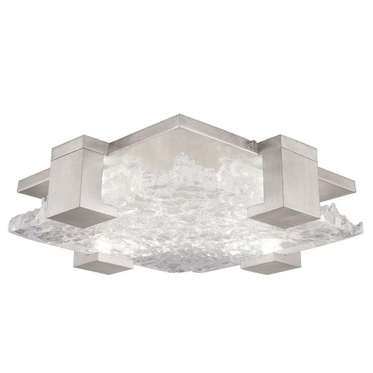 Terra Semi Flush Mount - Silver Leaf with Clear Glass