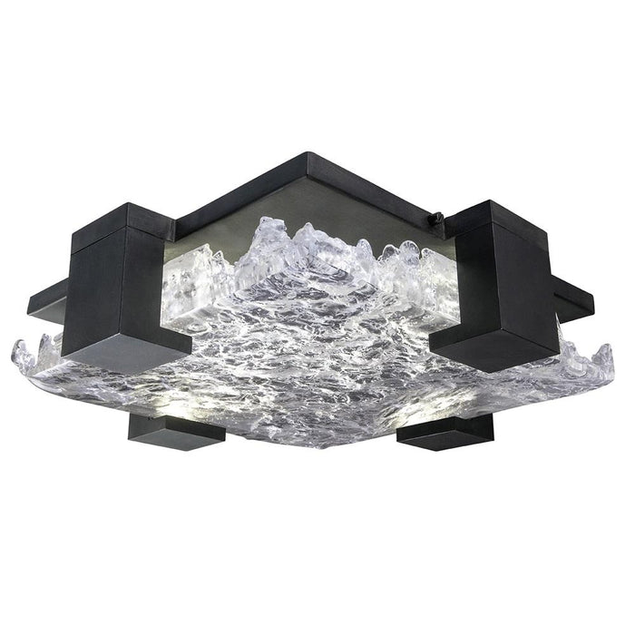 Terra Outdoor/Indoor Semi Flush Mount - Hand Rubbed Black Iron with Clear Glass