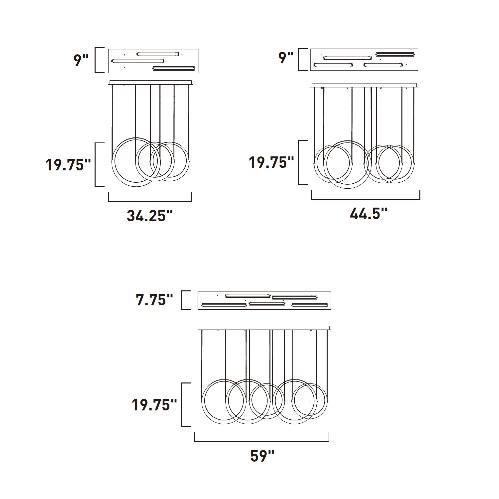 Tether LED Linear Suspension - Diagram