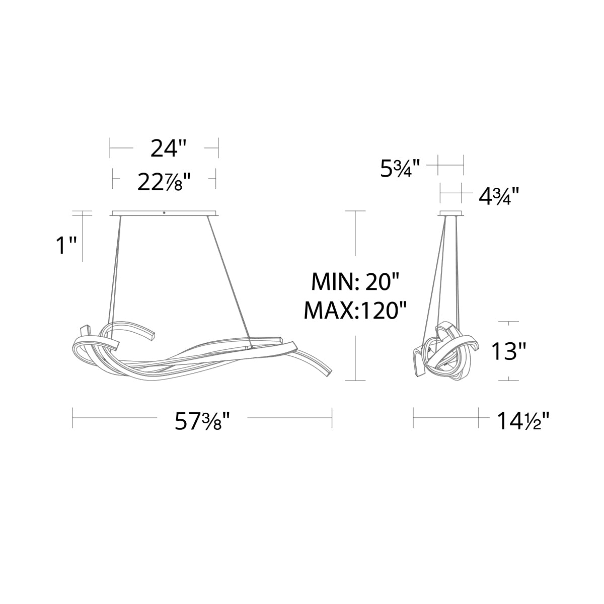 Tidal LED Linear Pendant - Diagram