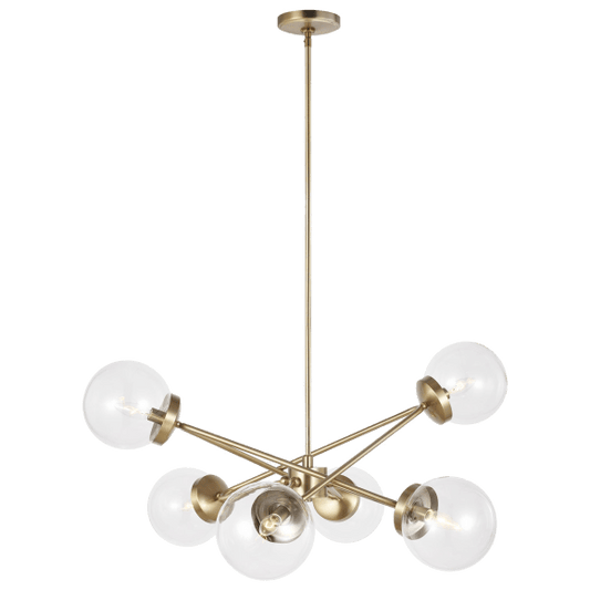 Tierney Six Light Chandelier - Satin Brass Finish