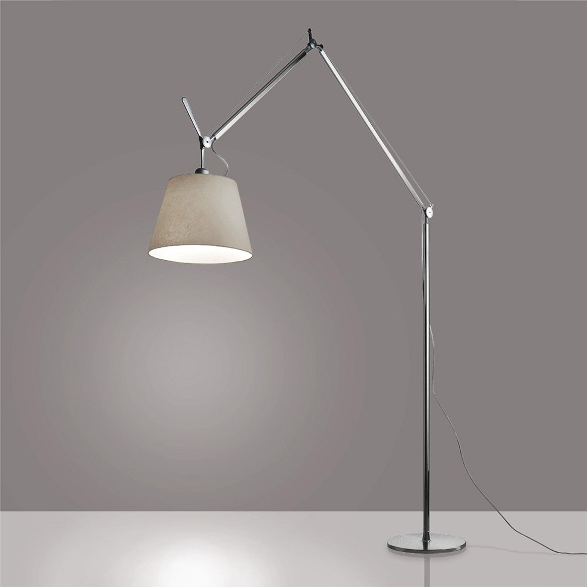 Tolomeo Large Mega Floor Lamp - Aluminum Finish Parchment Shade