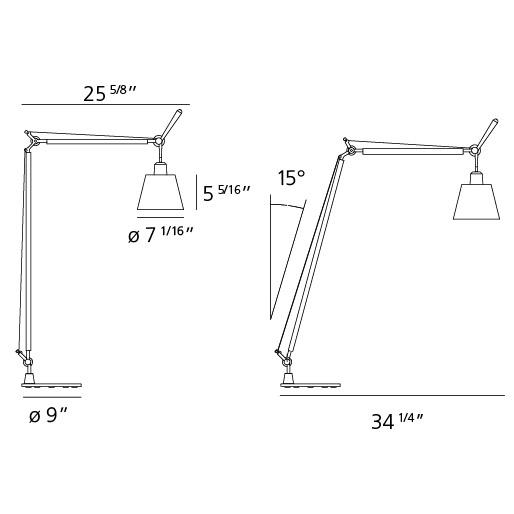 Tolomeo Shade Reading Floor Lamp - Diagram