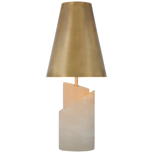 Topanga Medium Table Lamp - Alabaster with Brass Shade