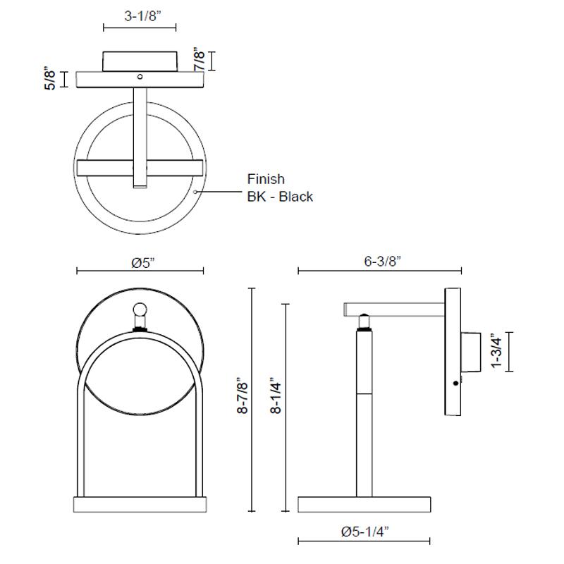 Trek Outdoor LED Wall Sconce - Diagram