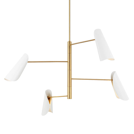 Tresa Chandelier - Burnished Brass/Matte White Finish