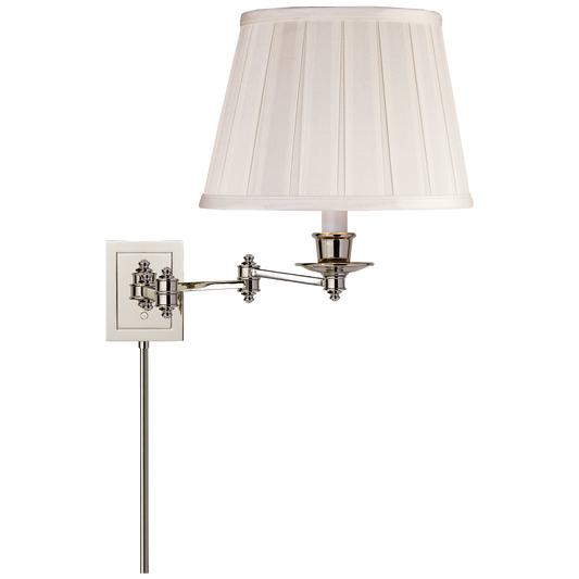 Triple Swing Arm Wall Lamp - Polished Nickel Finish with Silk Shade