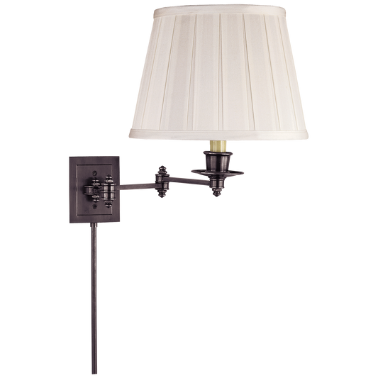 Triple Swing Arm Wall Lamp - Bronze Finish with Silk Shade