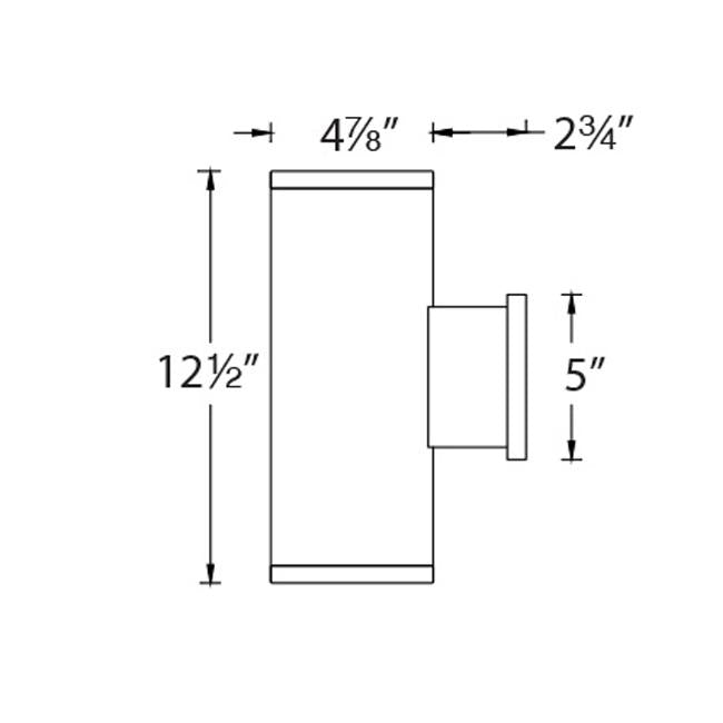 Tube Architectural 5" Extended Single Wall Mount - Diagram