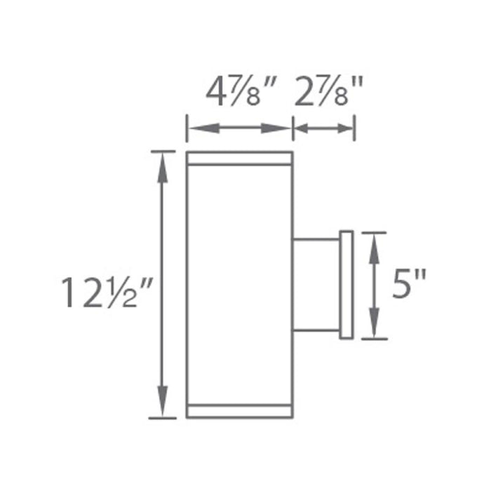 Tube Architectural 5" Ultra Narrow Double Wall Mount - Diagram