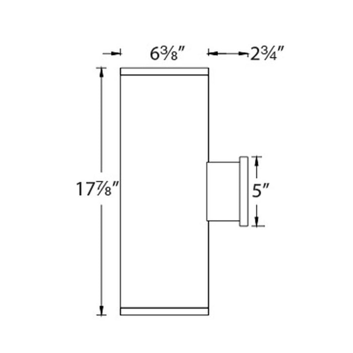 Tube Architectural 6" Double Wall Mount - Diagram