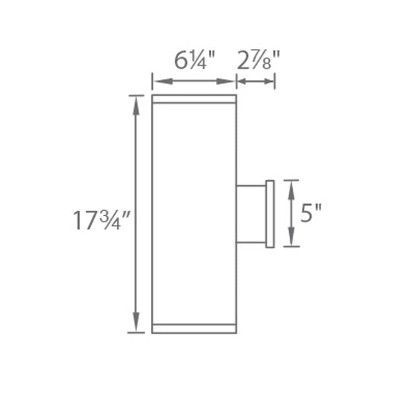 Tube Architectural 6" Ultra Narrow Double Wall Mount - Diagram