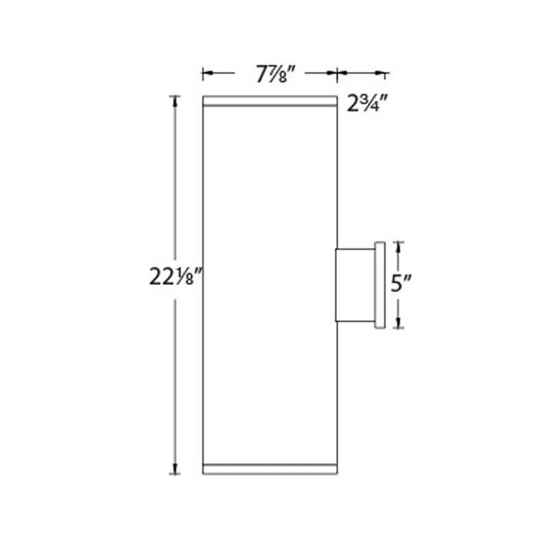 Tube Architectural 8" Double Wall Mount - Diagram