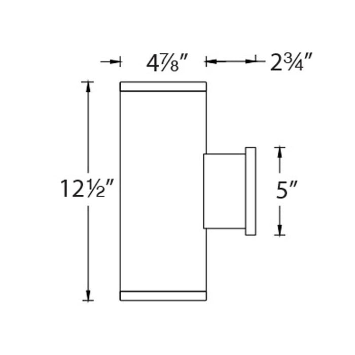 Tube Architectural LED 5" Double Wall Mount - Diagram