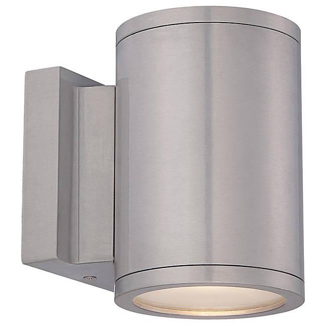 Tube Up and Down Outdoor Wall Light - Brushed Aluminum Finish