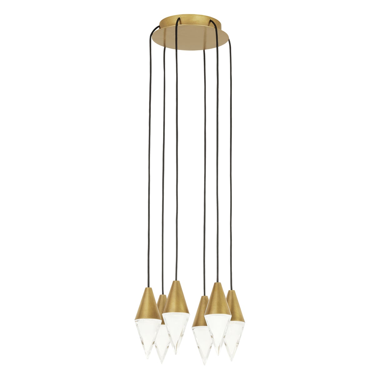 Turret 6-Light Chandelier - Natural Brass Finish