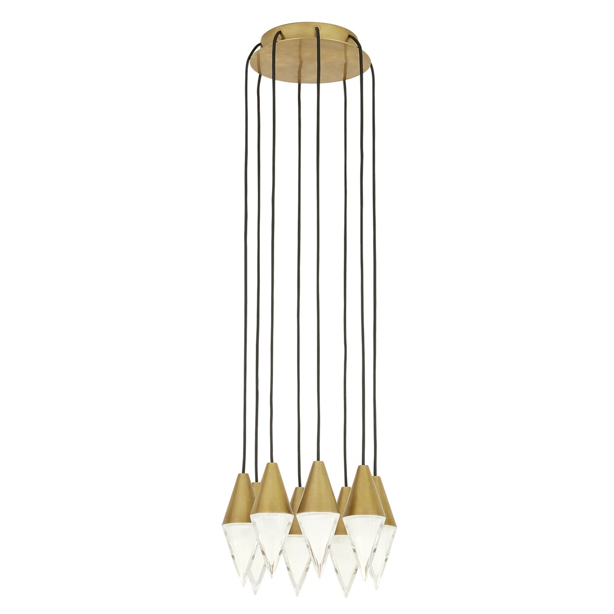 Turret 8-Light Chandelier - Natural Brass Finish