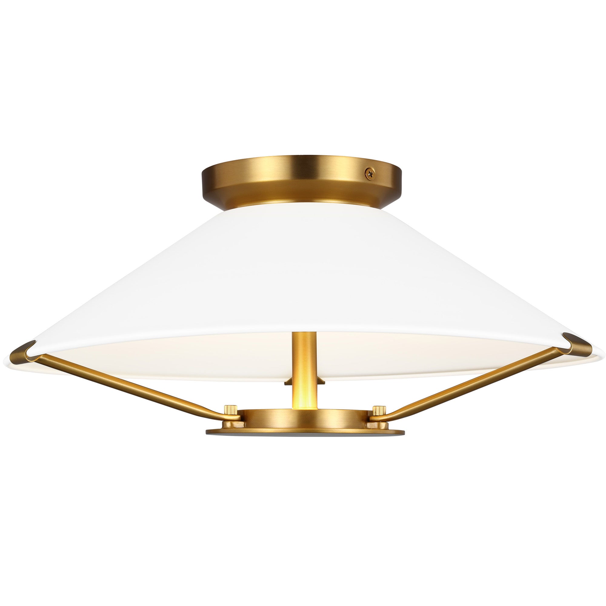 Ultra Light LED Flushmount - Matte White/Burnished Brass