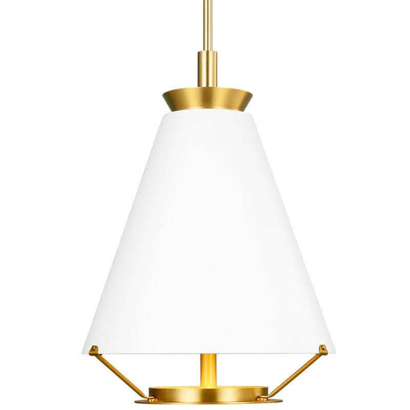 Ultra Light LED Tall Pendant - Matte White/Burnished Brass