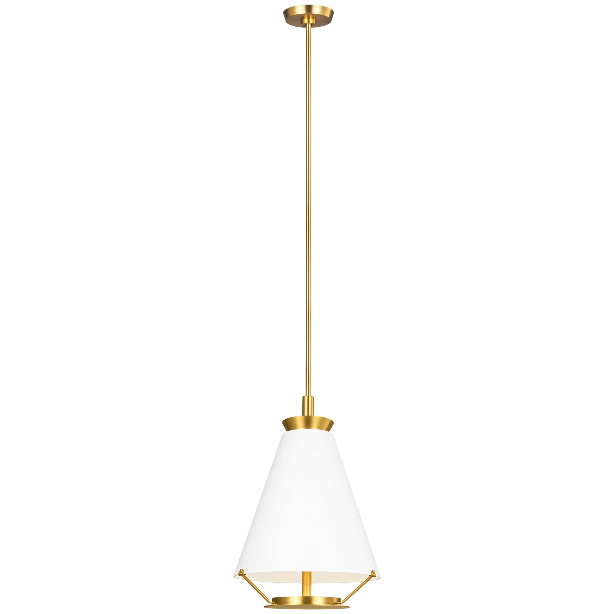 Ultra Light LED Tall Pendant - Matte White/Burnished Brass