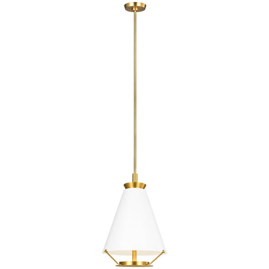 Ultra Light LED Tall Pendant - Matte White/Burnished Brass